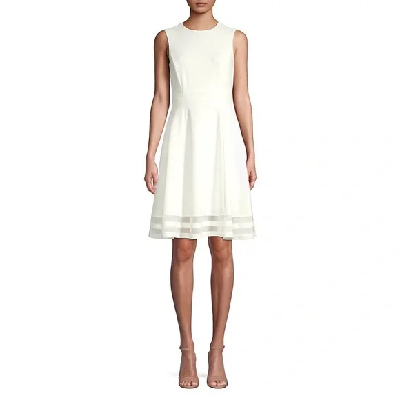Calvin Klein Women's Illusion Trim Fit & Flare Dress Pink Size 10 Calvin Klein Women's Illusion Trim Fit & Flare Dress Pink Size 10
